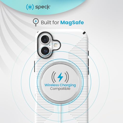 Image of Speck CandyShell Grip Case iPhone 16 Plus - Slim MagSafe Case for Women and Men - White /Black