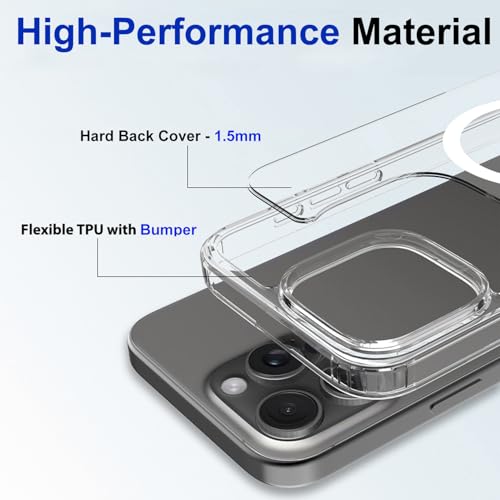 Image of FanTEK Phone Case Compatible with iPhone 15 Pro Max 6.7 Inch, Magnetic Case Clear Protective Bumper Hard Back Cover