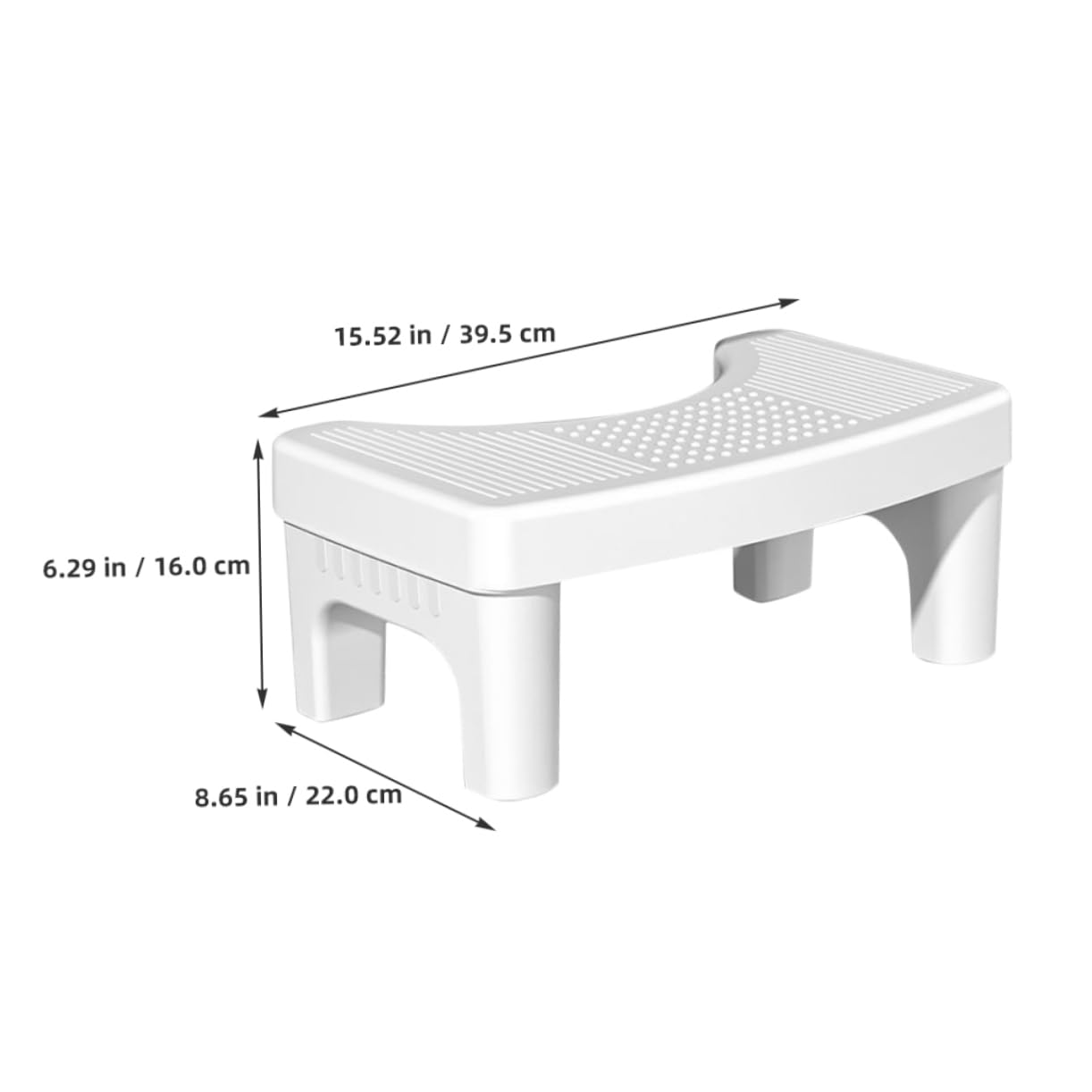 CALLARON Ergonomic Squatting Stool for Adults Anti-Slip Bathroom Stool Step Portable Restroom Seat for Elderly White