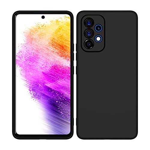 Image of Kapa Matte Lens Protective Back Cover for Samsung Galaxy A73 (5G), Slim Silicone with Soft Lining Shockproof Flexible Full Body Bumper Case (Black)