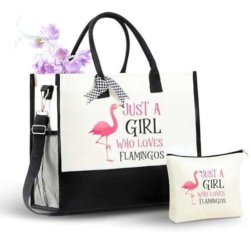 Image of InnoBeta Flamingo Gifts for Women, Tote Bag with Top Zipper Closure and Shoulder Strap for Birthday, Christmas and Every Special Occasion