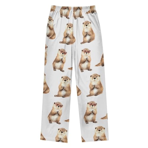 Otter Pattern Pajama Pants Soft Sleep Bottoms Long Pjs S2