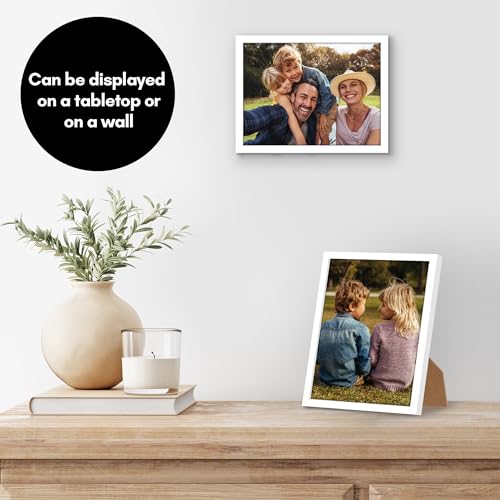 Americanflat 6x8 Picture Frame with Shatter-Resistant Glass - Streamline Collection - Thin Border Photo Frame for Tabletop and Wall Display - Hanging Hardware and Easel Stand Included - White