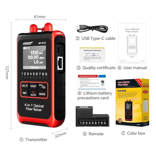 OTDR para mantenimiento de redes con medidor de potencia de fibra óptica 4 en 1 y pantalla LCD 3
