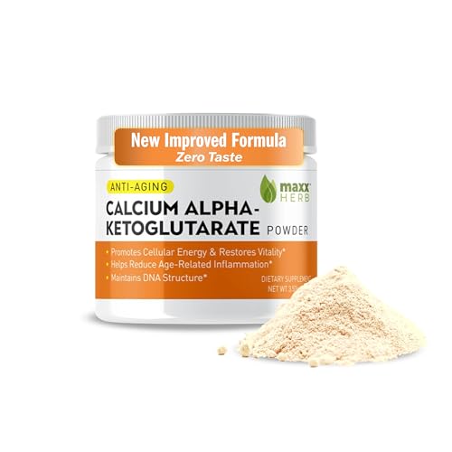Maxx Herb Calcium AKG, Pure Calcium Alpha - Ketoglutarate Powder (Ca-AKG), for Energy, Vitality, Mental Focus, Clarity & DNA Structure, Non-GMO & Gluten Free - 100 Gram Jar (67 Servings)