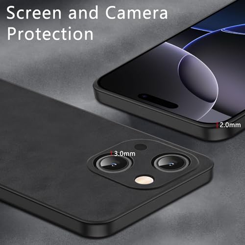 Coque iPhone 15 en daim PU noir | Protection élégante et légère de luxe