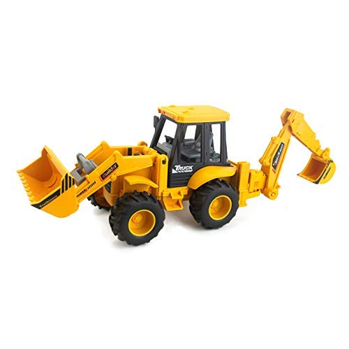 VAIDUE Unbreakable Construction Realistic Engineer Vehicle Pushdozer Excavator Bulldozer Construction Toys Truck Machine for Kids, Play Set Building Vehicles Set for Kids,Multicolor (Friction Yellow)
