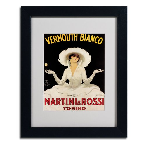 Vermouth Bianco Martini and Rossi by Marcello Dudovich Canvas Artwork in Black Frame, 11 by 14-Inch