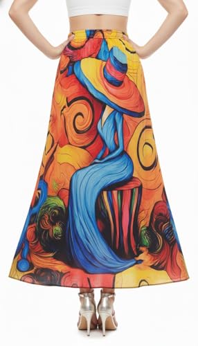 Image of VAGISHA Women's 4-Metre Flared Long Skirt | Skirts for Women Long Length | Long Skirts for Girls | Ethnic & Boho Printed Wear with Elastic Waist | Perfect for Party, Festive & Casual Look