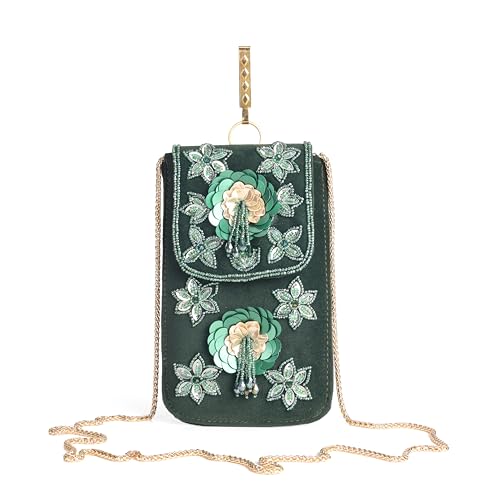 Image of J I ACCESSORIES Velvet Saree Clutch Mobile Pouch Waist Clip Ladies Purse Gift For Women