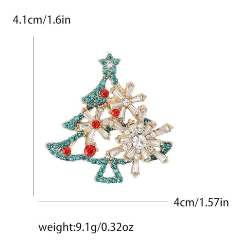 Image of Christmas Brooch Pins Crystal Christmas Tree Snowflake Jingle Bell Reindeer Enamel Brooches Holiday Party Gift for Women