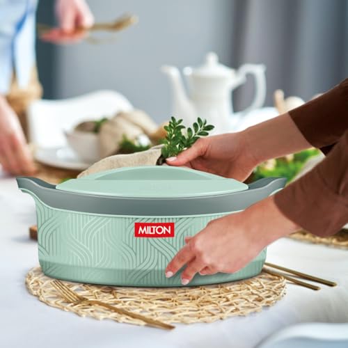 Image of MILTON Evoke 1500 PU Insulated Inner Stainless Steel Casserole, 1240 ml, Light Green, BPA Free, Food Grade, Hot and Cold, Easy to Carry, Easy to Store, Chapati, Roti, Curd Maker