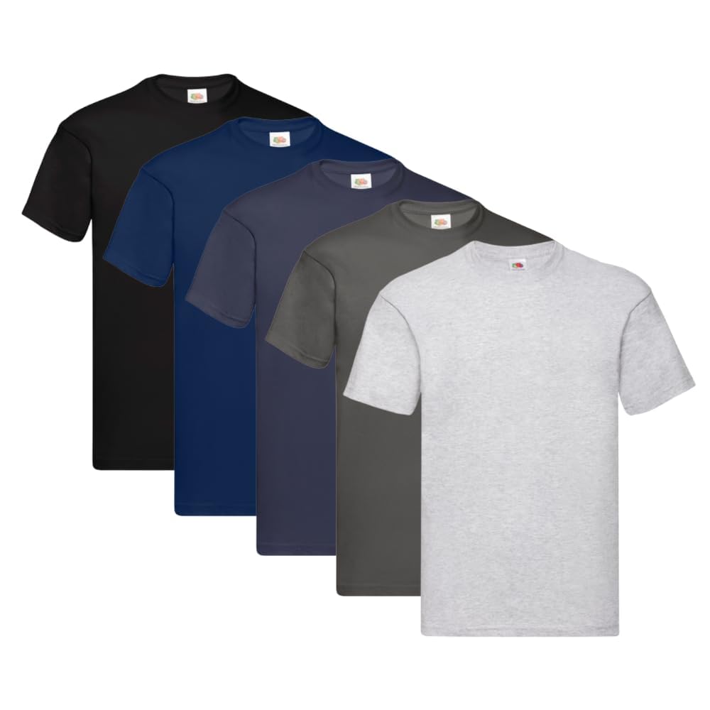 FRUIT OF THE LOOM Mens Original T. T-Shirt (Pack of 5) - Multicoloured (Small)
