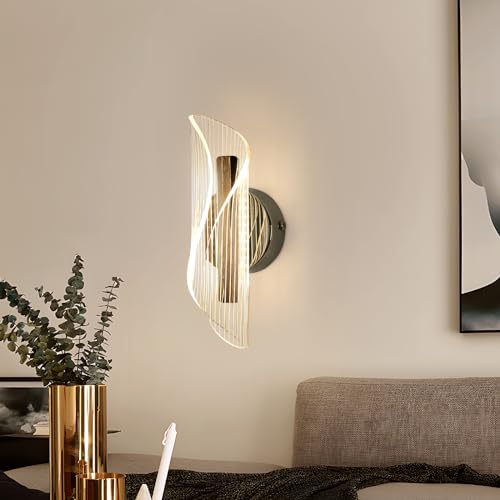 Comely Applique da Parete Interno, Dimmerabile 3 Temperature di Colore Lampada da Parete LED Moderno, 12W Creativo Applique LED Interno Design Paralume Curvo per Soggiorno, Corridoio, Camera da Letto