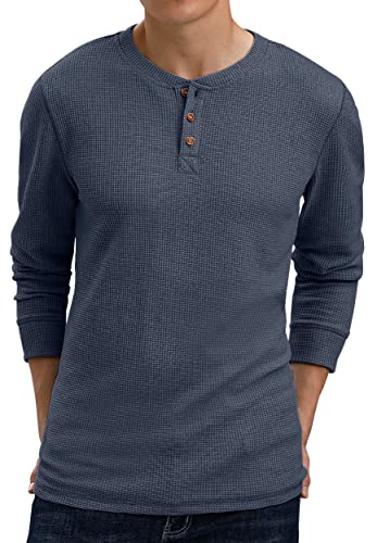 Sailwind Men's Long Sleeve Waffle Henley Casual Henley T-Shirts for Men