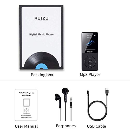 Leitor de MP3 RUIZU X02, reprodutor de música ultrafino, bateria de longa duração, rádio FM, gravado