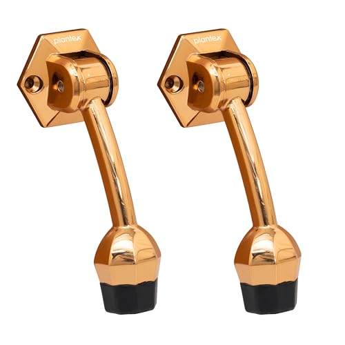 Image of Plantex Door Stopper for Main Door /5-Inch Stopper with Rubber Grip /Stoppers for Wooden Door /Stops for Door - Pack of 2 (Rose Gold)