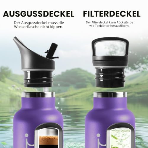 HoneyHolly Thermosflasche, 500ML BPA-Frei, Trinkflasche Edelstahl, Auslaufsichere Isolierflasche Doppelwandig, Wasserflasche Edelstahl… – Ansicht 3