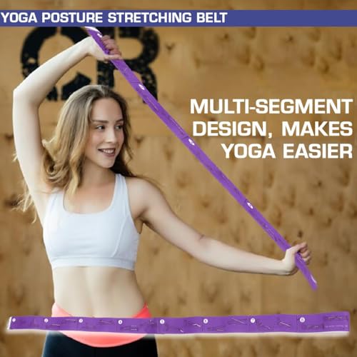 Image of Yoga Strap for All People, 8 Loops Stretching Strap with Printed Positions, Multi-Purpose Elastic Resistance Band for Yoga, 2.5 feet, Fitness, Rehabilitation, Ankle Joint & Ligament Training