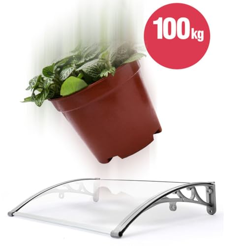 Toldo Curvo para Porche, Cubierta Transparente para Puerta Principal, protección contra la Lluvia, contra Rayos UV, Lluvia y Nieve, Soporte de Aluminio, Tablero de policarbonato, l