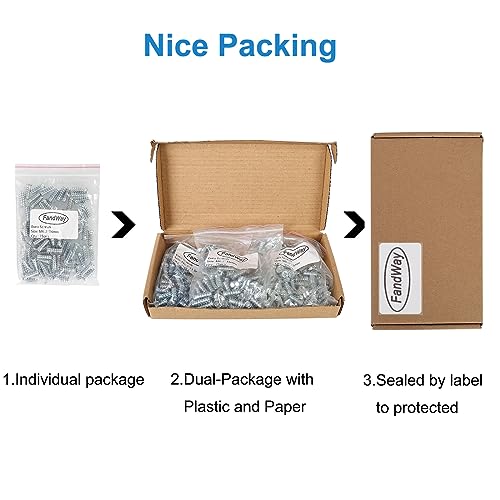 FandWay 250 Stück Euroschrauben 6,3x11.5mm,6,3x13mm,6,3x16mm Senkkopf mit Kreuzschlitz Schrauben,Spezialschraube Vollgewinde Bohrung,Stahl Verzinkt Möbelschrauben für Küchenschränke und Scharniere.