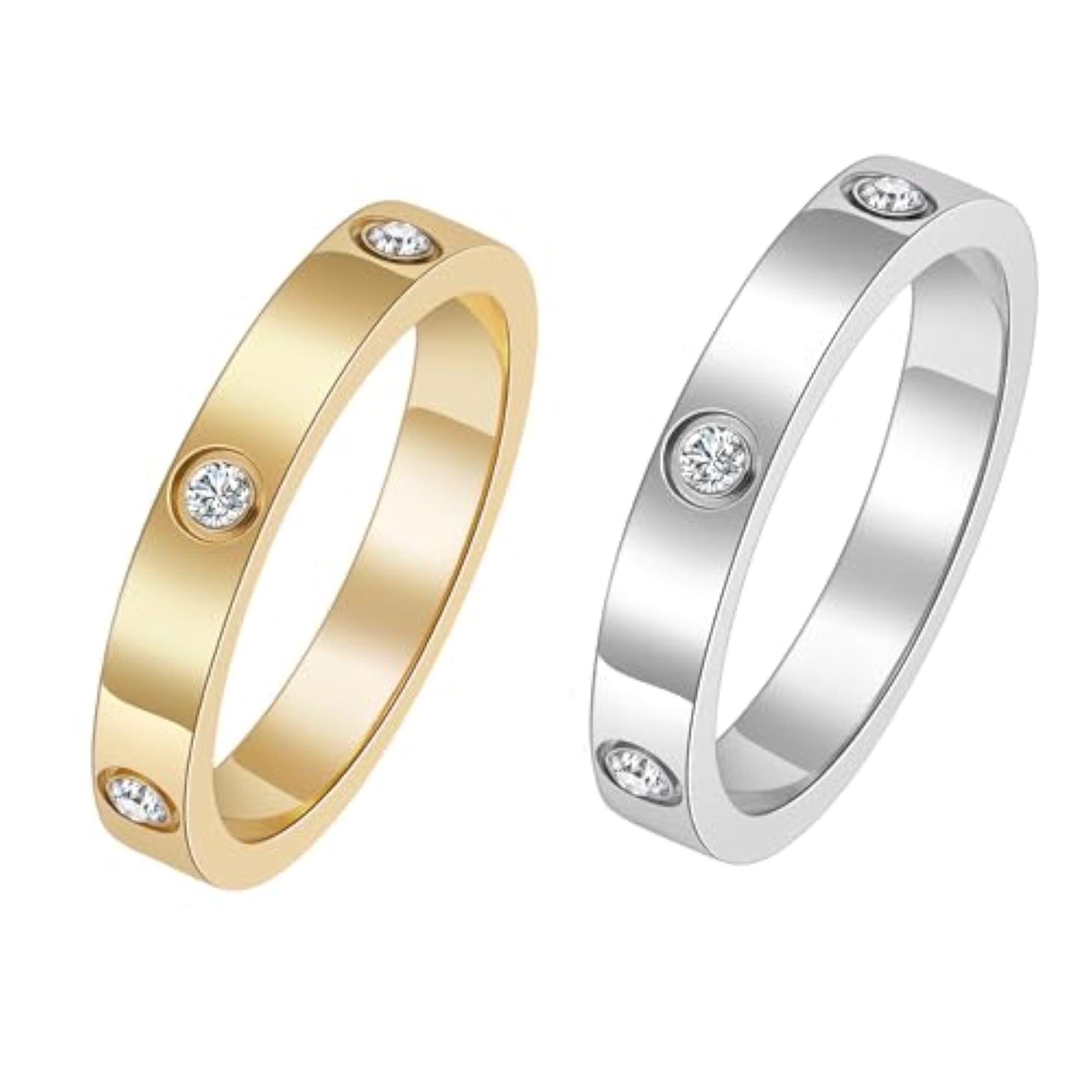 2pcs Love Friendship Stackable Rings, Stainless Steel Wedding Bands