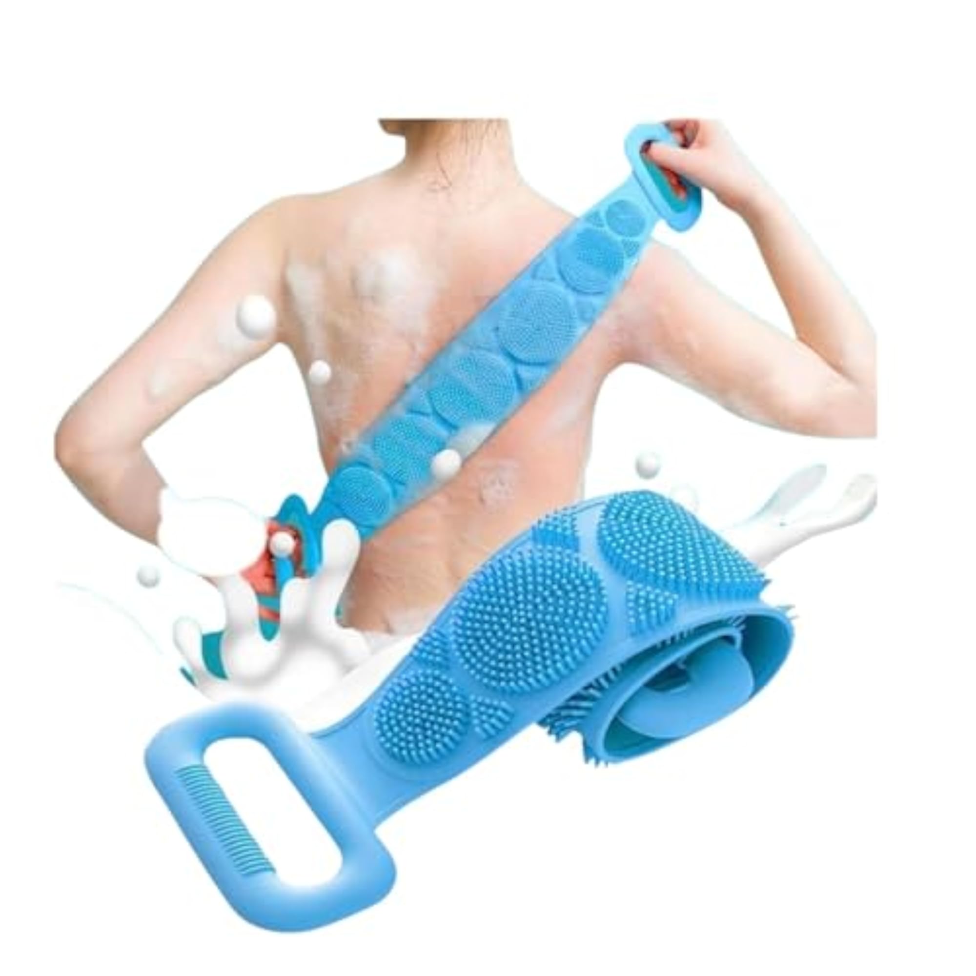 Silicone Back Body Scrubber Bath Brush with Long Handle