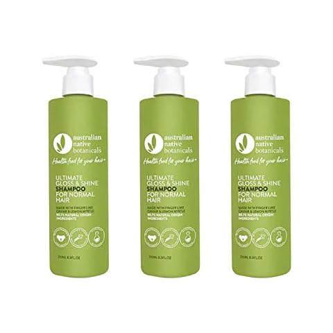 Australian Native Botanicals Ultimate Gloss & Shine Shampoo, With Finger Lime Caviar & Lemon Myrtle, Suitable For Normal Hair Types - 3 x 250ml Cover