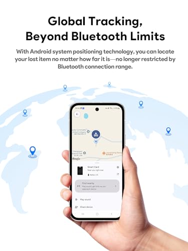 Wallet Tracker Card, Air Tracker Tags for Android - Work with Google‘s Find Hub App, Slim Bluetooth Tracker Smart Card Wallet Finder, IP68 Waterproof, Item Locator for Luggage Tags, Passports, Purse