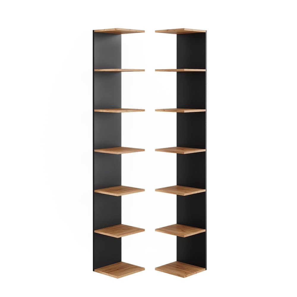 Vicco Wall shelf Paolo, Anthracite, 30 x 190 cm Set of 2, can be mounted for storing books and decorations โ image 1