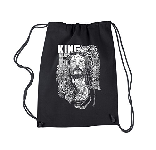 LA POP ART Drawstring Word Art Backpack - Jesus - Black
