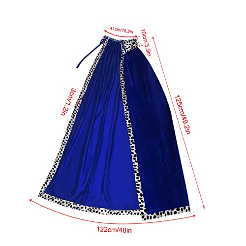 jerbro King's Robe Queen Coat Velvet Coat Costume + Crown King Queen for Women Men Halloween Adults Theme Party Theatre Fancy Dress Cosplay Carnival Fancy Dress Accessories (Blue - Image 2