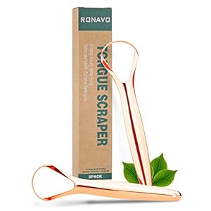 Ronavo Tongschraper (2 stuks), roestvrij stalen tongreiniger, 100% BPA-vrij, metalen tongschrapers, frisse adem in…