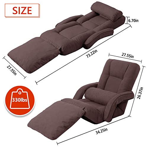 Floguor Foldable Lazy Sofa Bed 14-Position Adjustable Comfy Floor Chair Chaise Lounge With Armrests And Pillow With Gaming Recliner For Adults With Foot Rest Futon Sofa Ql8802-Co #TOP1
