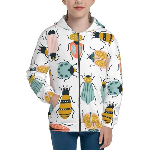 Colorful Insects Kid Hoodies Boys Zip Up Sweatshirts Girls Pullover with Pocket3