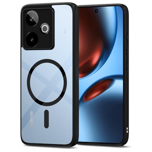 Image of Outlouders Back Cover for Realme GT 7 5G / GT 7T 5G Compatible with Mag-Safe | Shockproof Design | Hard Transparent Back Case (Black Mag-Safe)