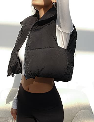 Women's Winter Warm Padded Crop Vest Lightweight Sleeveless Puffer Vest4