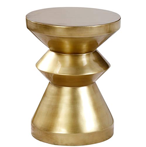 Mesa auxiliar redonda, decoración de sala de estar, dormitorio, mesa auxiliar móvil, 40 x 51,5 cm, plástico reforzado con fibra de vidrio (color: negro) (metálico)