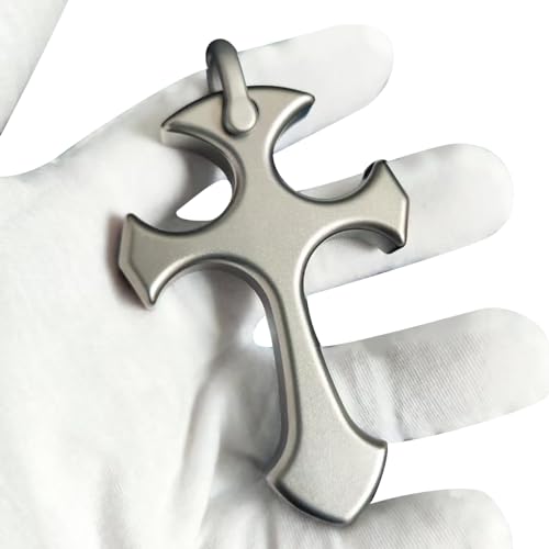 Pure Solid Titanium Cross Pendant for Men ， Handcrafted in Solid Titanium Alloy with 60cm Stainless Steel Necklace
