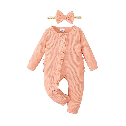 Image of Mikrdoo Newborn Baby Girl Clothes - Soft Viscose for Bamboo One-Piece Romper Fall Winter Outfits for Preemie-18M, Stretchy