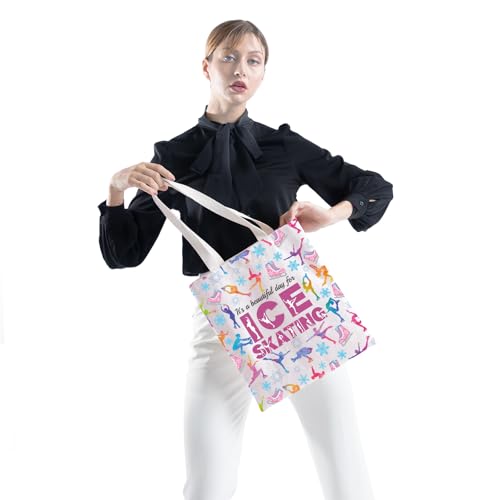ZJXHPO Skater Survival Kit Ice Skating Lover Gift It's A Beautiful Day For Ice Skating Makeup Bag Skating Team Toiletry Bag Figure Skating Gift (Ice Skating Tote)4