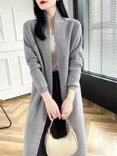 Women's 100% Merino Wool Long Cardigan Long Sleeve Open Front Loose Knit Sweater Office Soft Comfortable Coats4