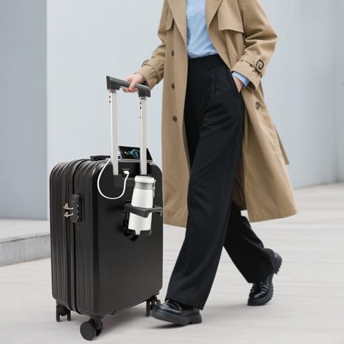 Travel Carry On Luggage,Luggage Airline Approved 20" Lightweight Travel Luggage Suitcase,Carry On Luggage,Suitcase With Cup Holder,Travel Luggage Suitcase With Cup Holder And Usb Charging Port (Black)2