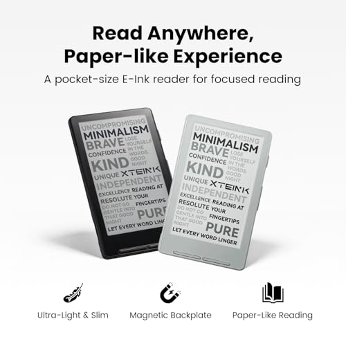 Image of XTEINK X4 E-Book Reader, 4.3 inch Portable Pocket E-Ink eReader with Physical Page-Turn Buttons, Ultra-Thin 0.23 inch&2.72 oz, Magnetic-Ready Design, Distraction-Free Reading, 16GB Storage, Space Black
