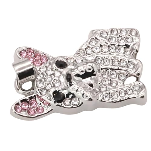 Collier pendentif bouledogue argenté et strass éclatants de qualité B251