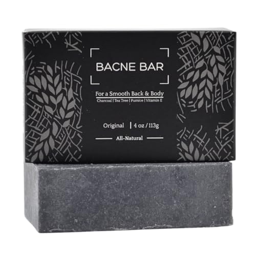 Bacne Bar: All Natural Body Acne Soap with Charcoal, Pumice, Tea Tree Oil & Vitamin E for a Deep Exfoliation Back Acne Treatment, Not for Sensitive Skin
