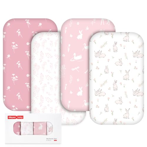 Image of Gllquen Baby Bedside Sleeper Bassinet Sheets 33x20 Inch 4 Pack Girl Boy