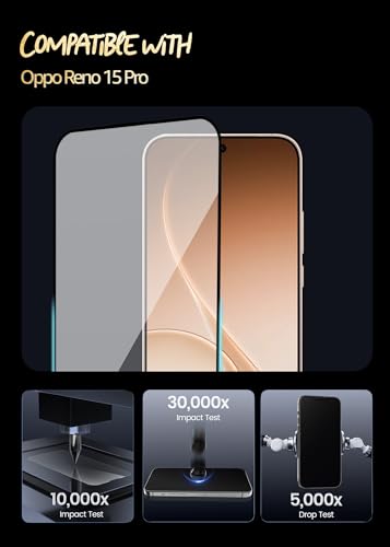 Image of Lensarmor Compatible with Oppo Reno 15 Pro Screen Protector (1 Pack) - 0.15mm Ultra-Thin Tempered Glass, Ultrasonic Fingerprint Compatible, HD Clear Display, Easy Installation Kit Included