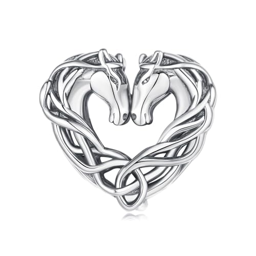 Charm de caballos celtas S925 de plata oxidada que encaja en pulsera Pandora