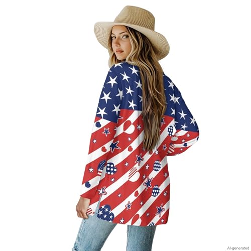 Image of Forchrinse Red Ladybug Cardigan for Women Causal Long Sleeve Open Front Cardigans Sweater Fashion 2024 Fall Coat with Pockets